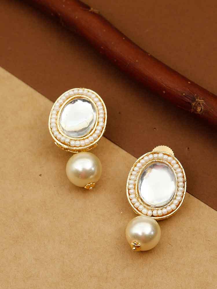 Aadhya Gold Kundan Stud Earrings For Women and Girls– YOSHA