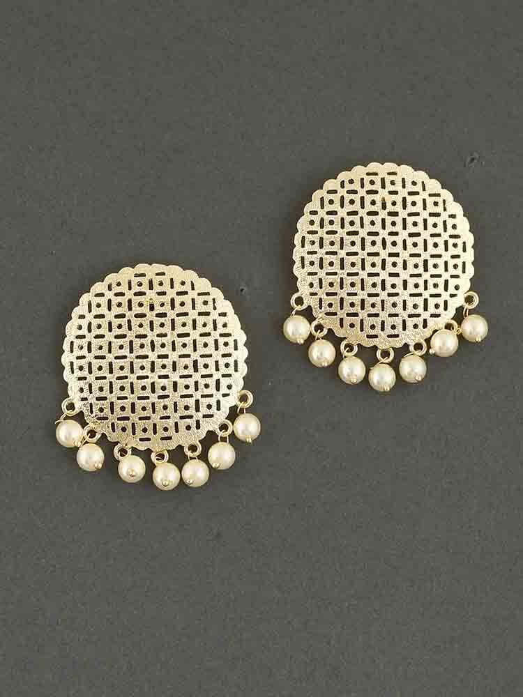 South Indian Round Kemp Ear Studs Traditional Gold Designs ER25989