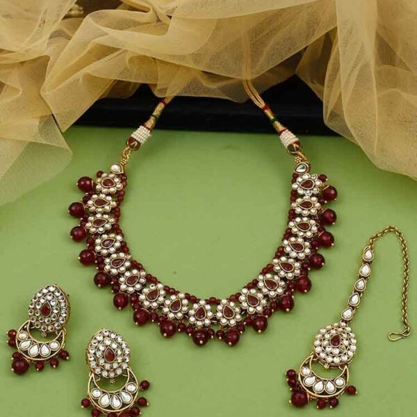 Buy Mehar Ruby Kundan Necklace Set