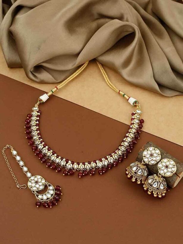 Buy Simran Ruby Kundan Necklace Set