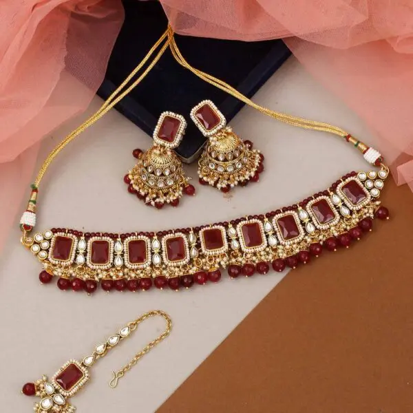 Mihika Ruby Choker Necklace Set