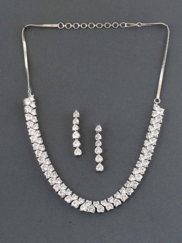 Buy Amelia Silver American Diamond Necklace