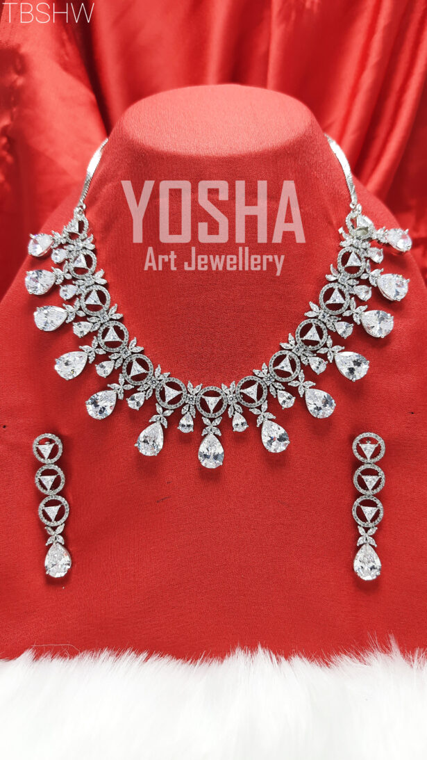 Buy Aria Silver American Diamond Necklace