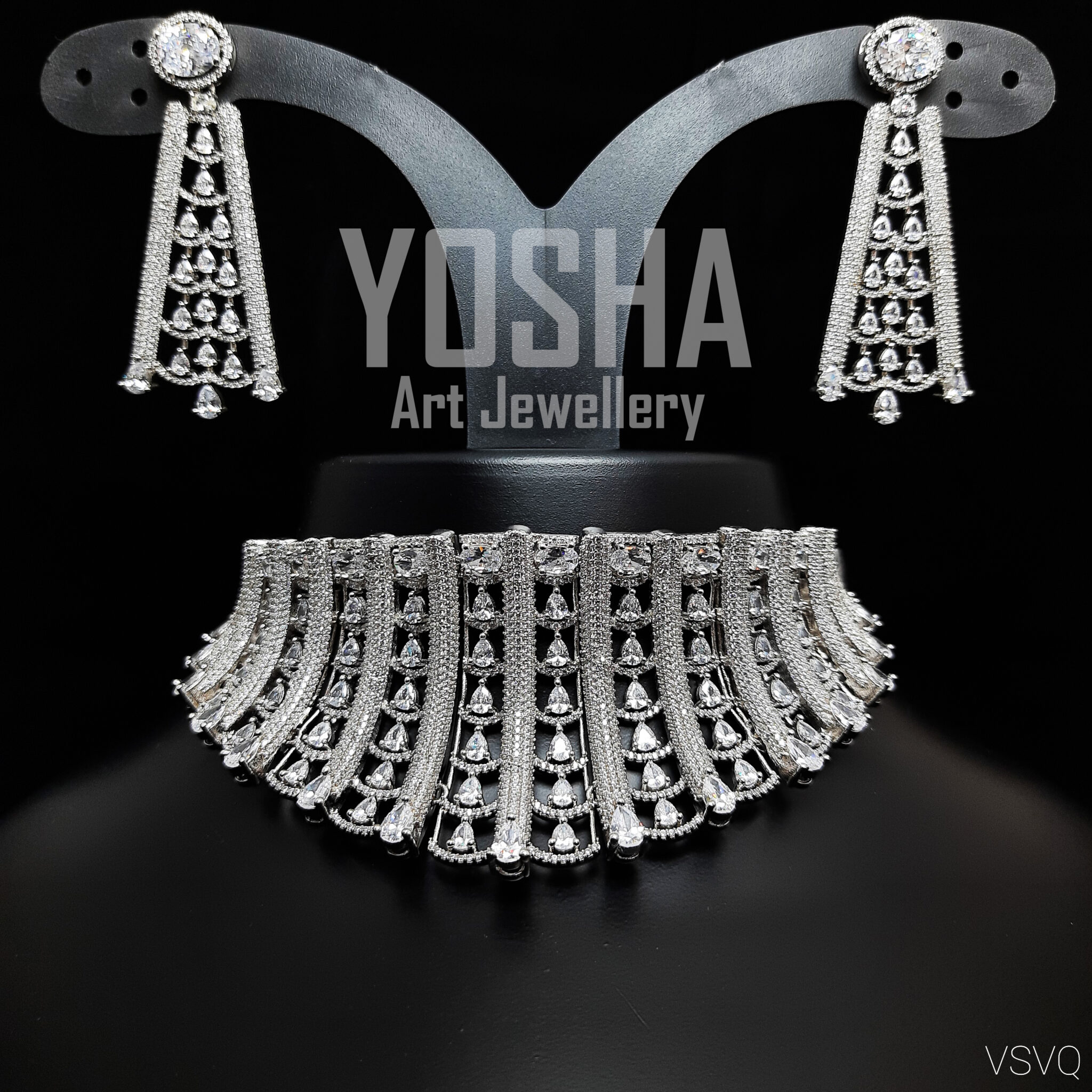 Buy Silver Replica Choker Necklace Set with Multi-Color Kundan and Pearl  Work At IndyVogue