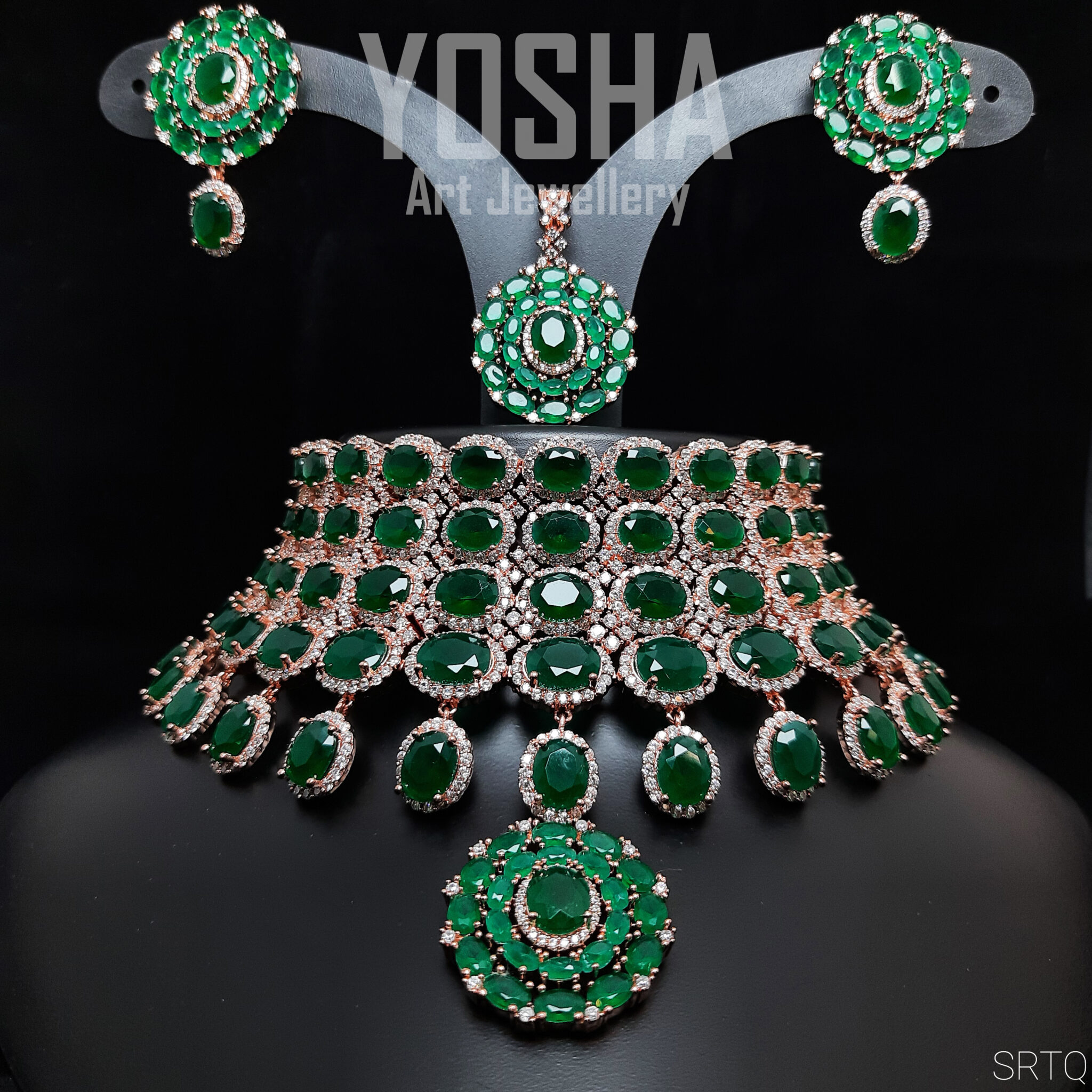 Pearl, Ruby & Emerald Statement Necklace with Matching Earrings |Tradi –  Indian Designs