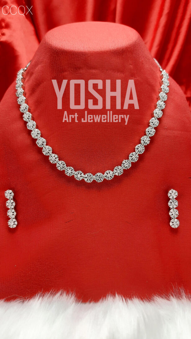 Buy Grace Silver American Diamond Necklace NK00023