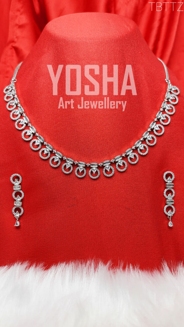 Buy Olivia Silver American Diamond Necklace NK00032