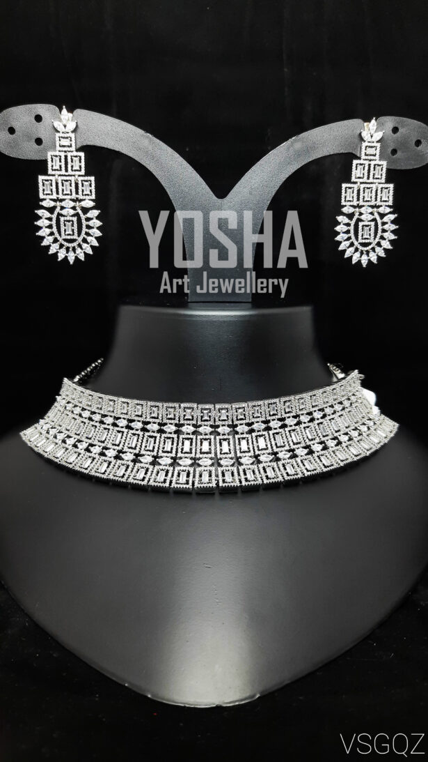 Sarah White Silver AD Choker Necklace – YOSHA Art Jewellery