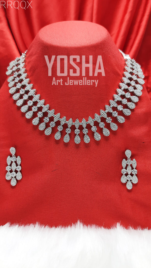 Buy Tania Silver American Diamond Necklace
