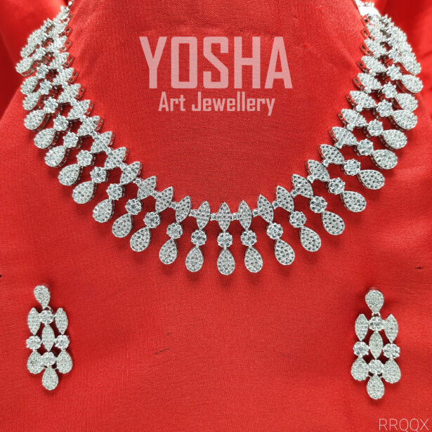 Buy Tania Silver American Diamond Necklace