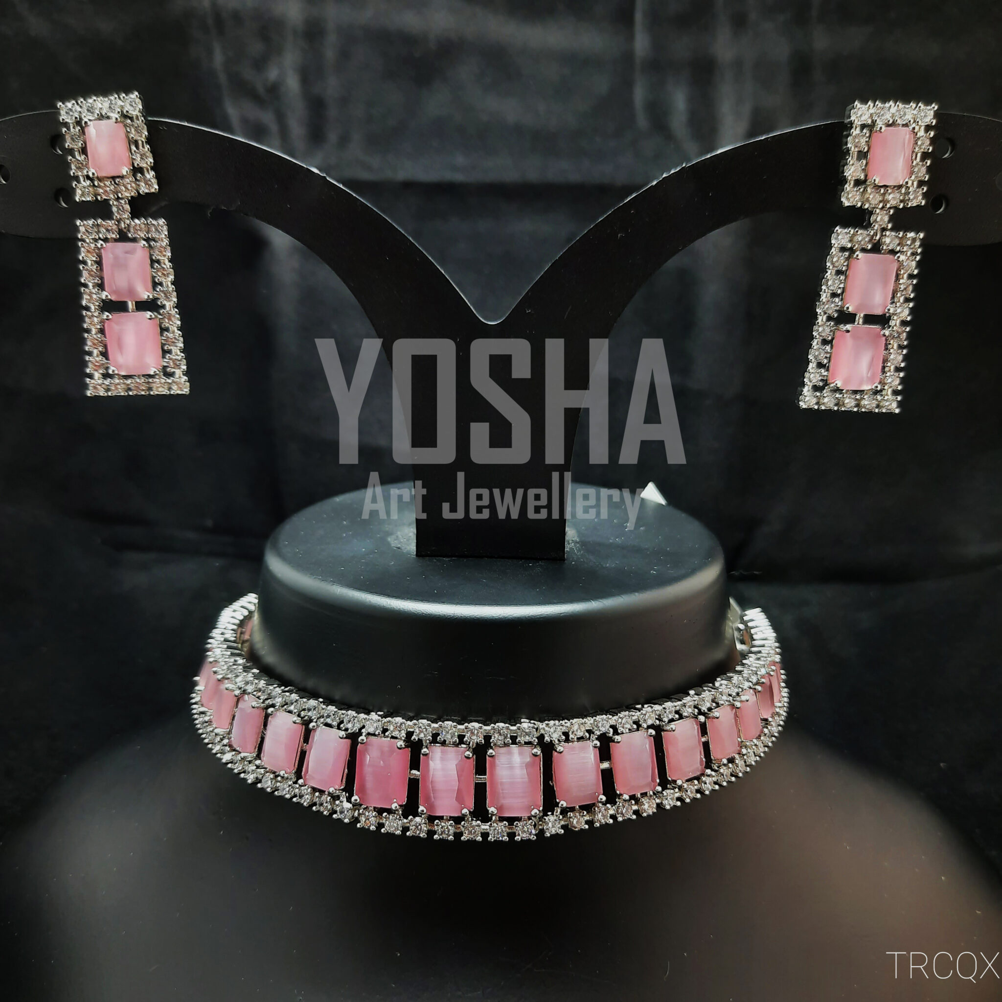 Buy Rani Pink Stone German Silver Oxidised Necklace Set – The Jewelbox