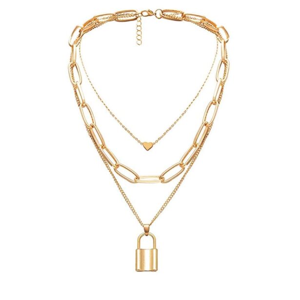 Buy Gold Plated Trending Lock Inspired Layered Necklace CHPD003 (1)