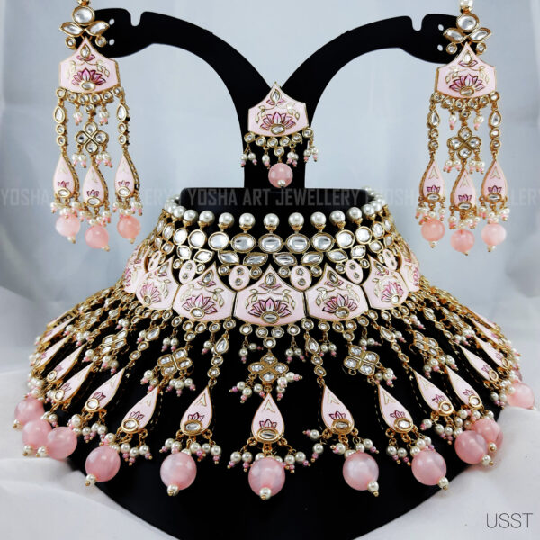Buy Ishana Pink Enamel Real Kundan Necklace NK00114