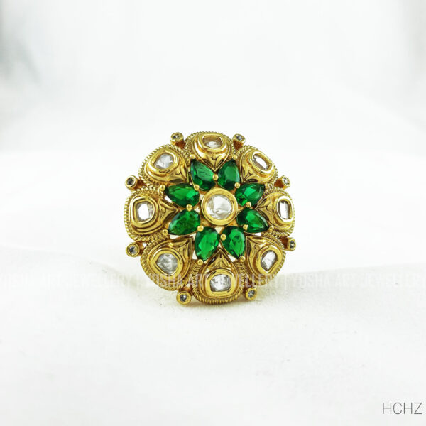 Buy Ruchi Green Kundan Ring FR0004
