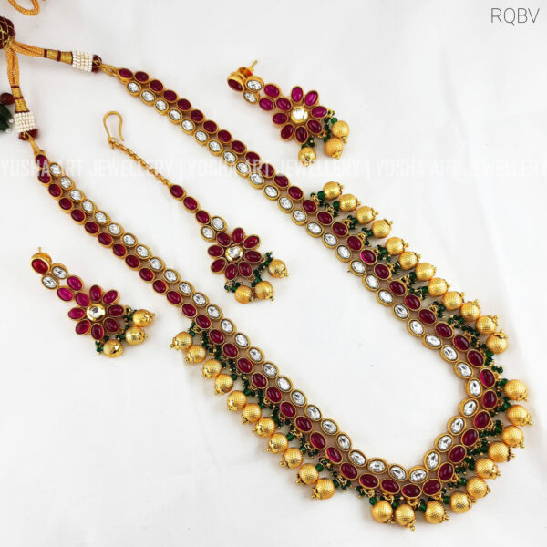 Buy Dipali Ruby+Green Gold Long Necklace NK0228