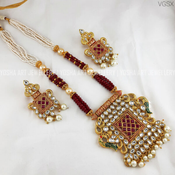 Buy Jyoti Ruby Kundan Square Pendant Necklace NK0229
