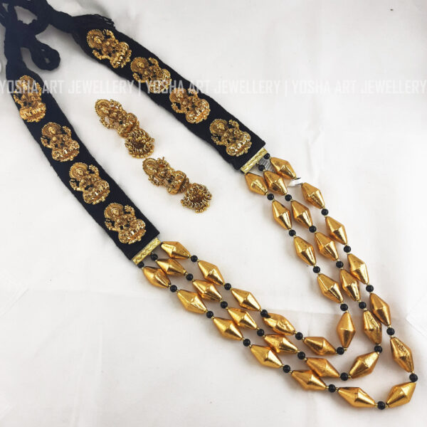 Buy Nanda Black Layered Temple Long Necklace NK0221