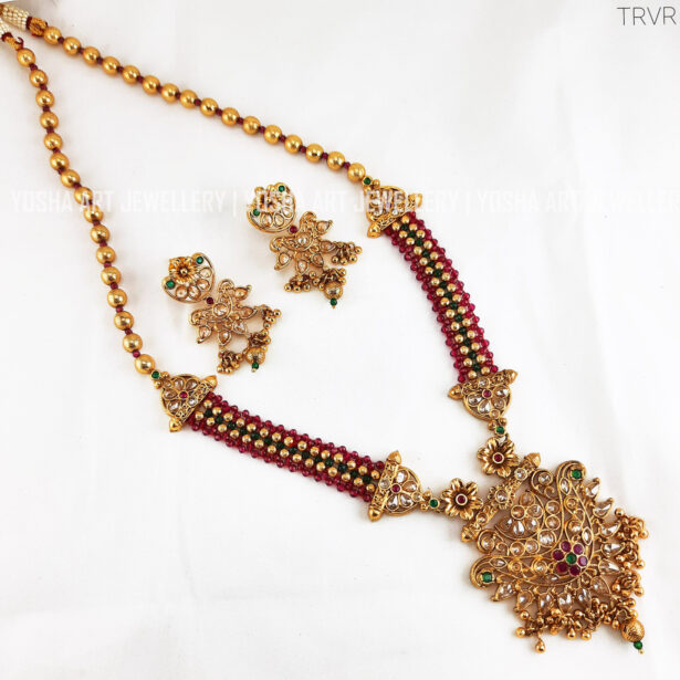 Buy Parshvi Ruby Gold Long Necklace NK0231