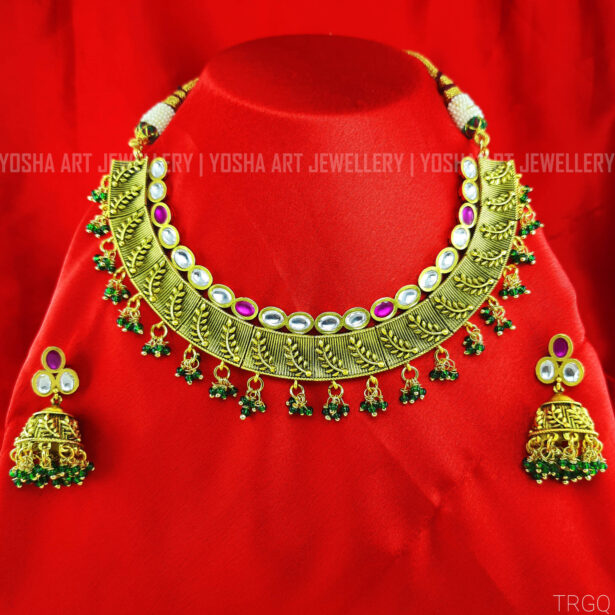 Buy Urvi Ruby+Green Gold Necklace NK0177
