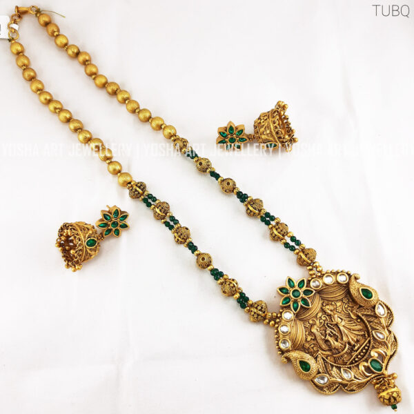 Buy Varmala Green Gold Long Necklace NK0233