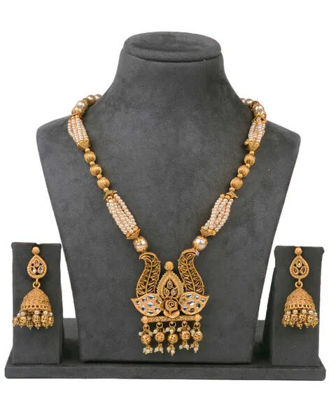 Buy Rose Matte Gold Long Necklace