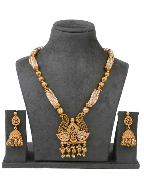 Buy Rose Matte Gold Long Necklace
