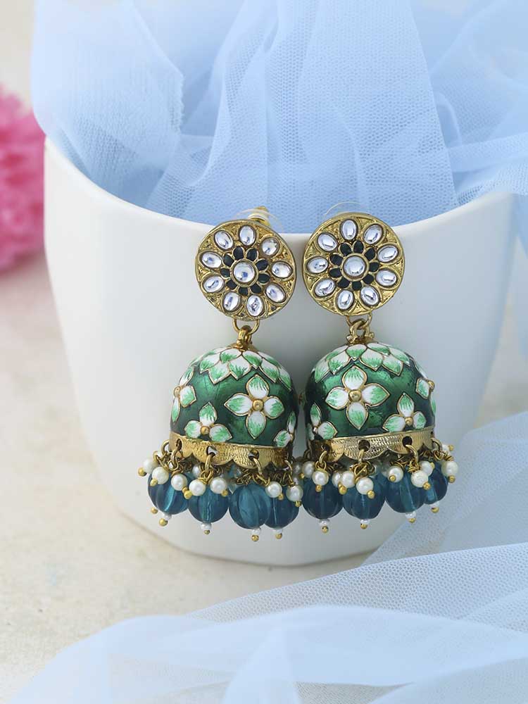Women Sea Green Pearls Gold Plated Drop Earring at Rs 489 | Gold Plated  Earring | ID: 2850355058512