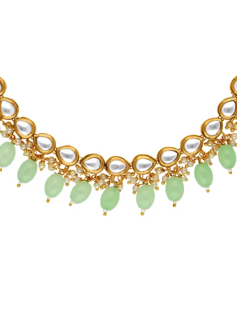 Naaz Golden Coloured Pachi Kundan Long Necklace Set With Mint Green Dr –  AG'S