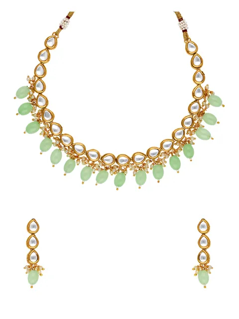 Beaded mint green necklace with cz stones and beads hangings in victor –  Cherrypick