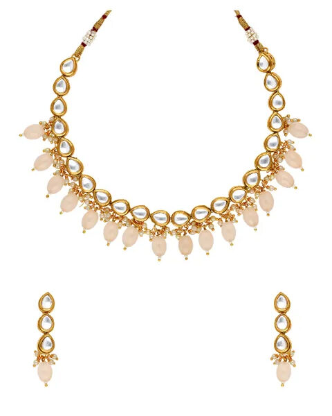 Buy Tara Peach Delicate Kundan Necklace