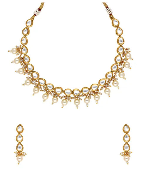 Buy Tara White Delicate Kundan Necklace