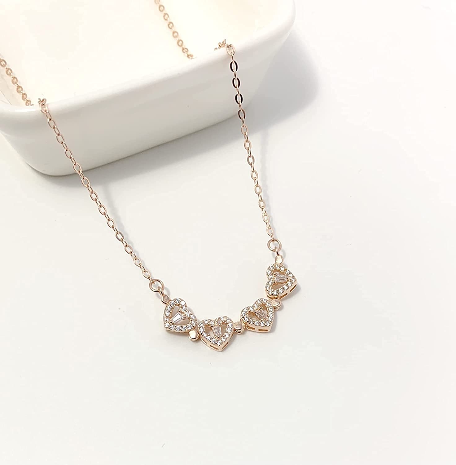 fcity.in - Multi Wearing Heart Necklace 4 Heart Magnetic Rose Gold Necklace