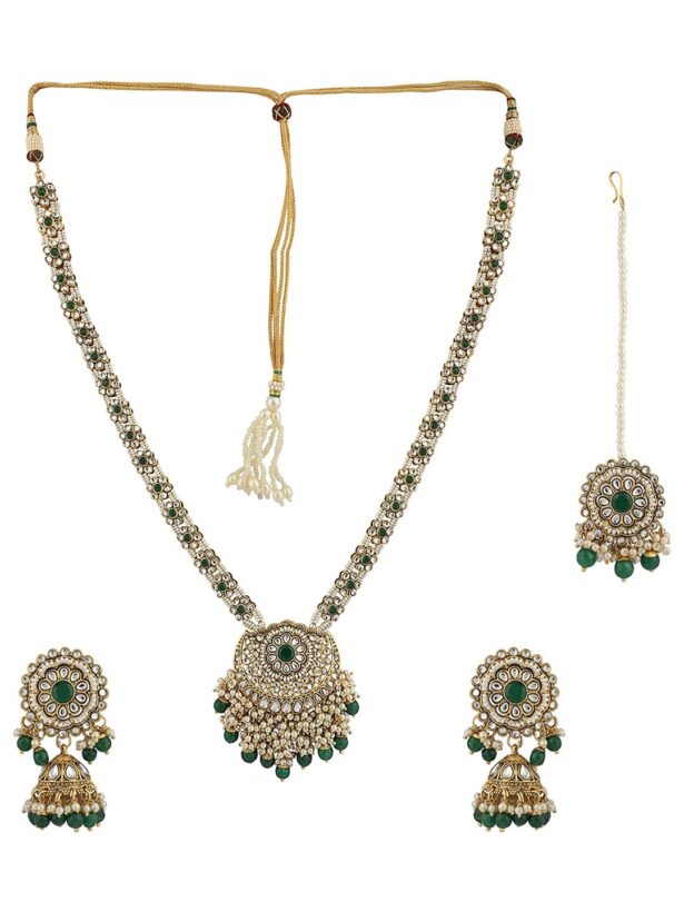 Buy Jaya Green Kundan Long Necklace
