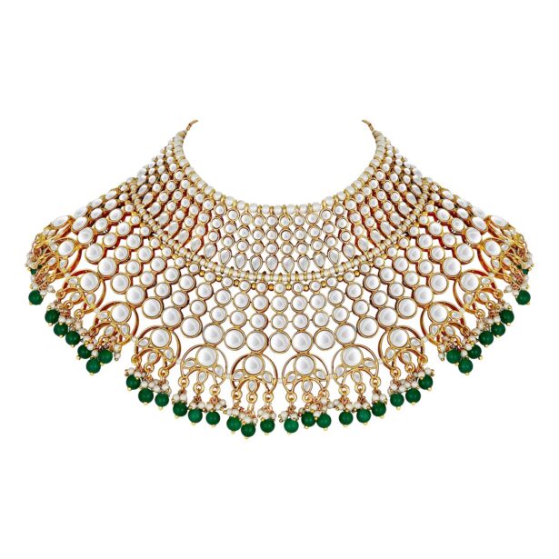 Buy Indian Gold Plated Kundan Choker- Green