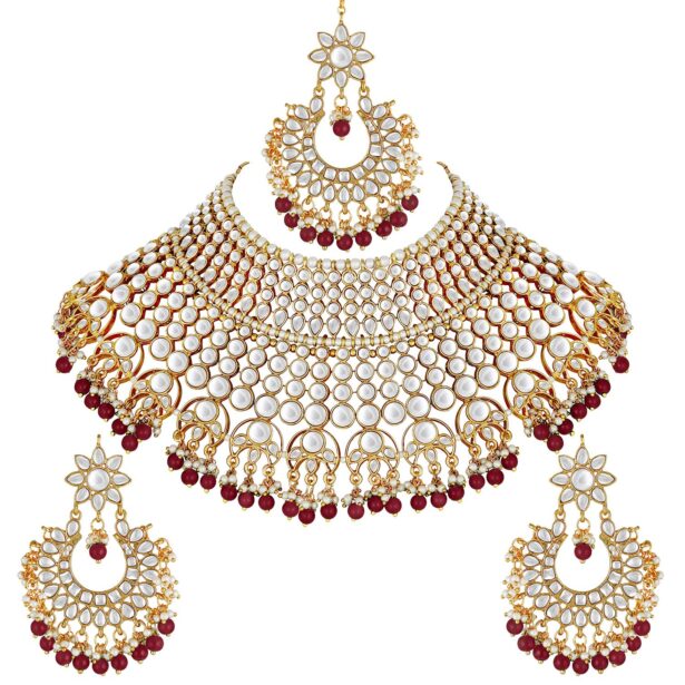 Buy Indian Gold Plated Kundan Choker- Ruby