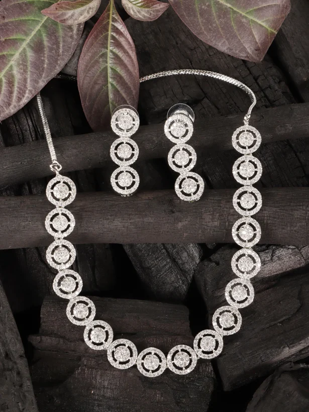Buy Silver Plated Round Solitaire Necklace