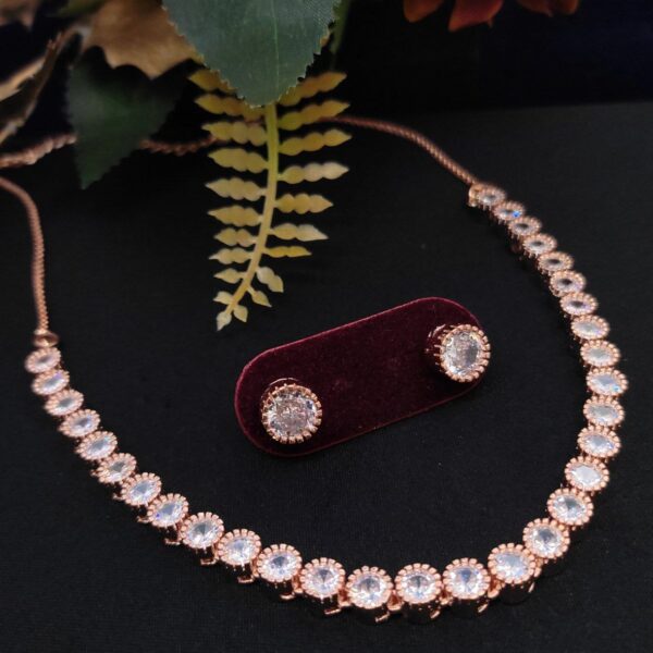 Buy Rose Gold Plated Solitaire AD Necklace